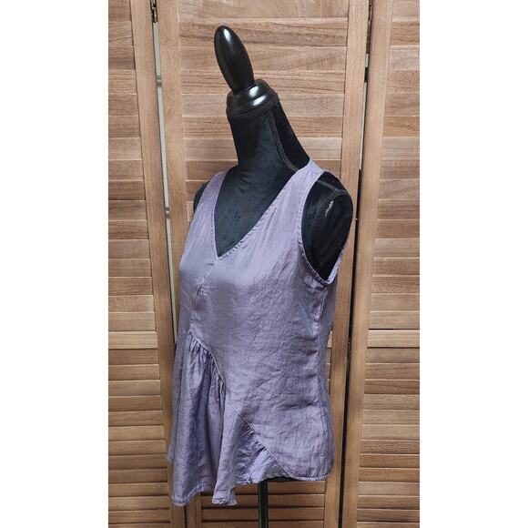 Cut Loose Size Small Purple Top Sleeveless Assimetrical Front Hem V-Neck Blouse - Picture 4 of 7